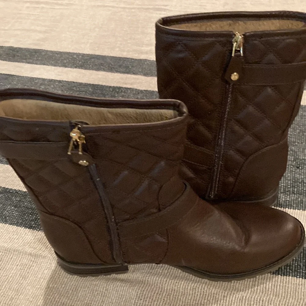 Sporto Faux Brown Leather Boots Thermo Fur lined Hike Tread Shoes